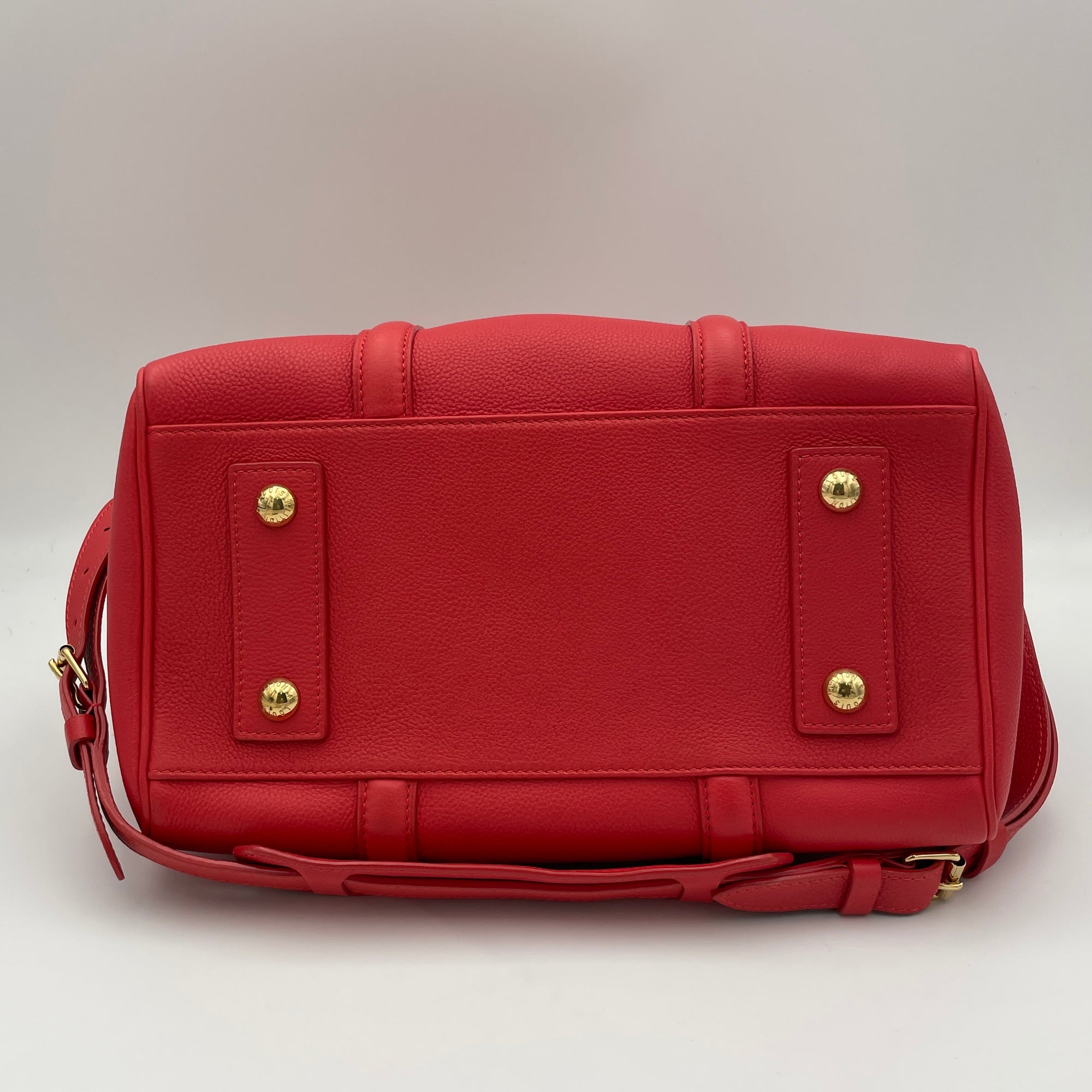 Sofia Copola Boston Red Duffle Bag in Calfskin, Gold hardware