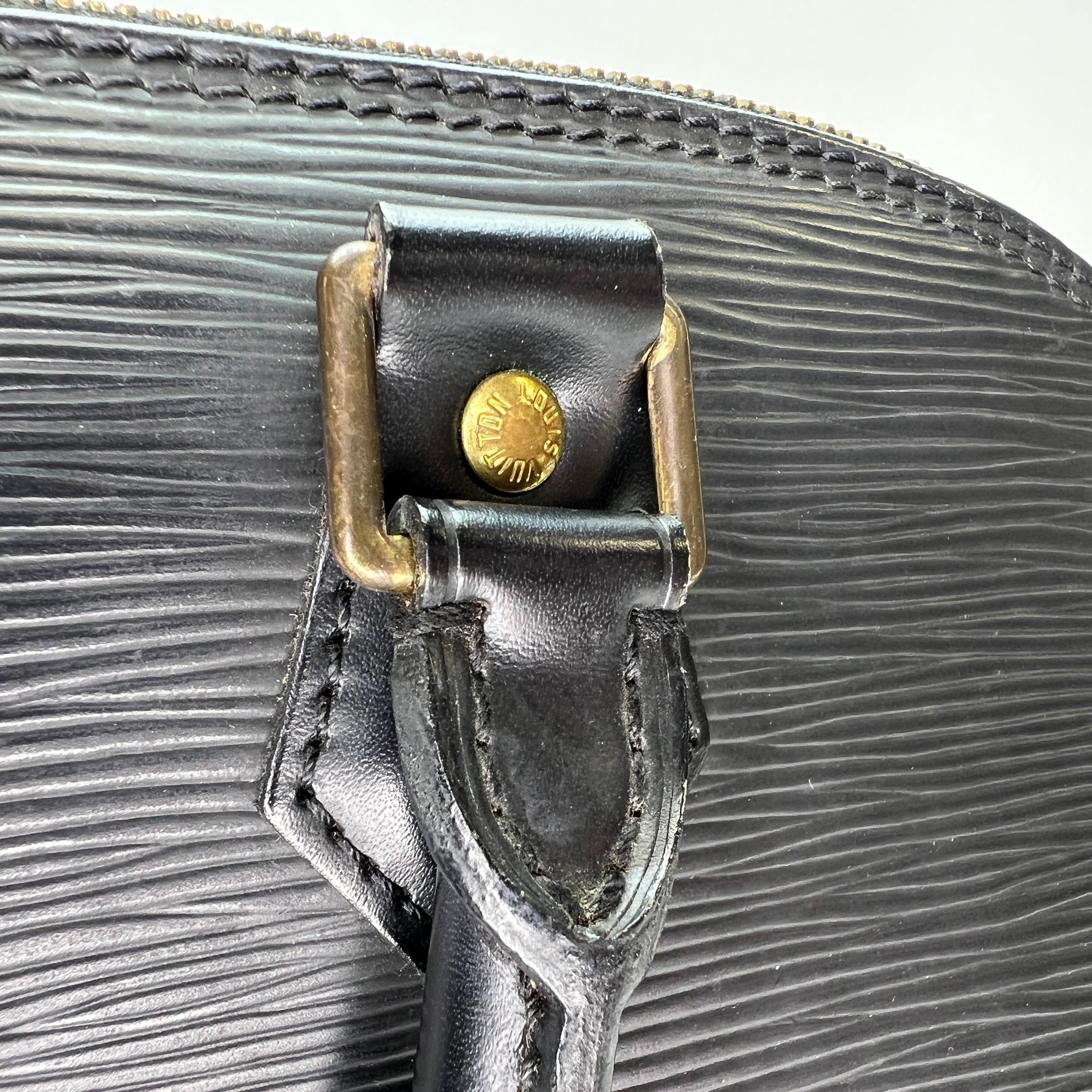 Alma PM Black Top Handle Bag in Epi Leather, Gold hardware