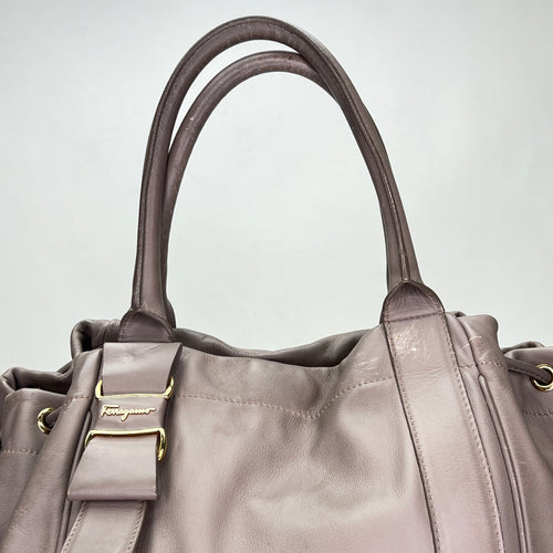 Vara Brown Top Handle Bag in Calfskin, Gold hardware