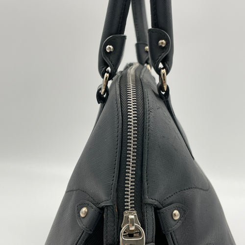 Darina Black Top Handle Bag in Calfskin, Silver hardware