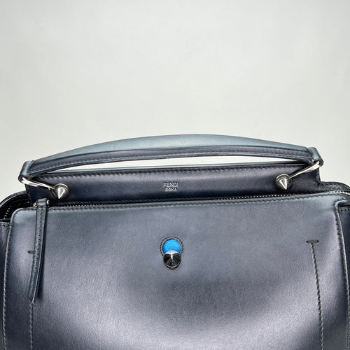 Dotcom Black Top Handle Bag in Calfskin, Silver hardware