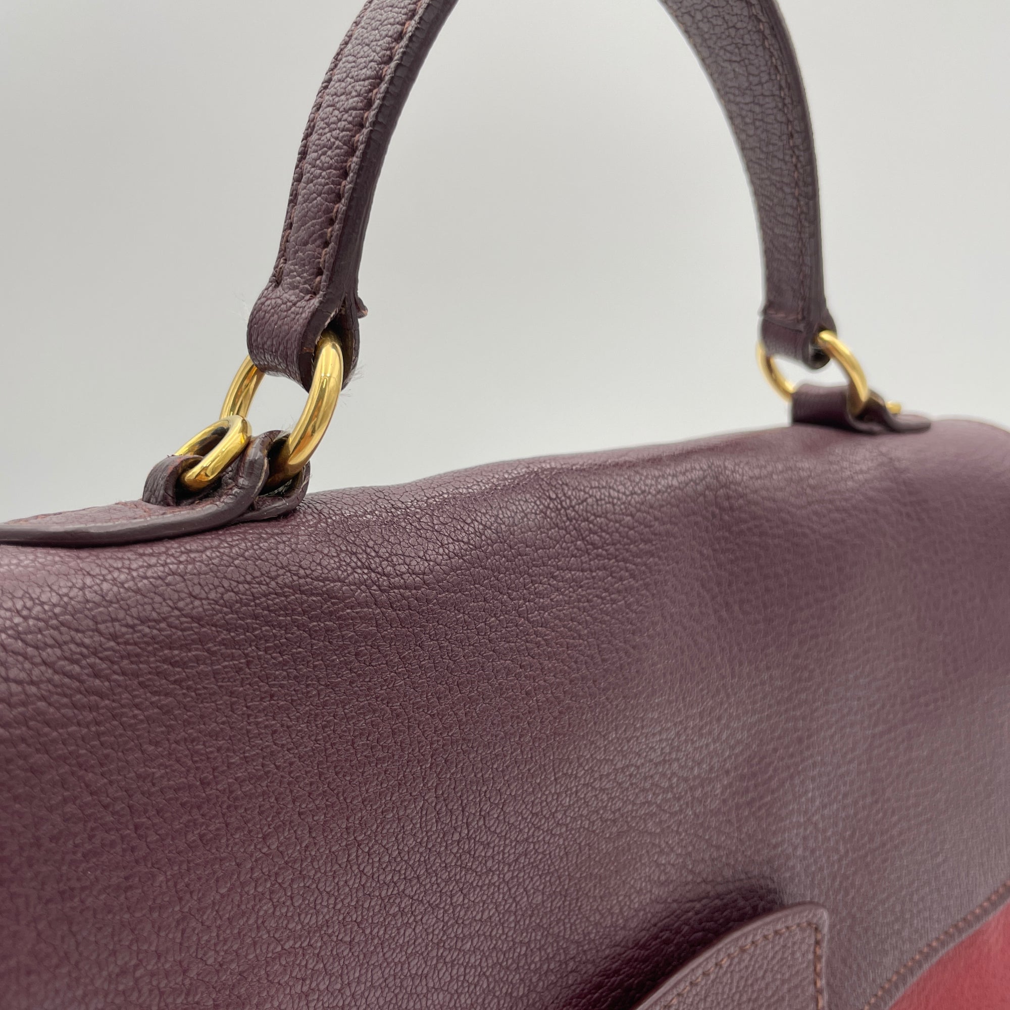 Top Handle handbag Maroon Top Handle Bag in Calfskin, Gold hardware