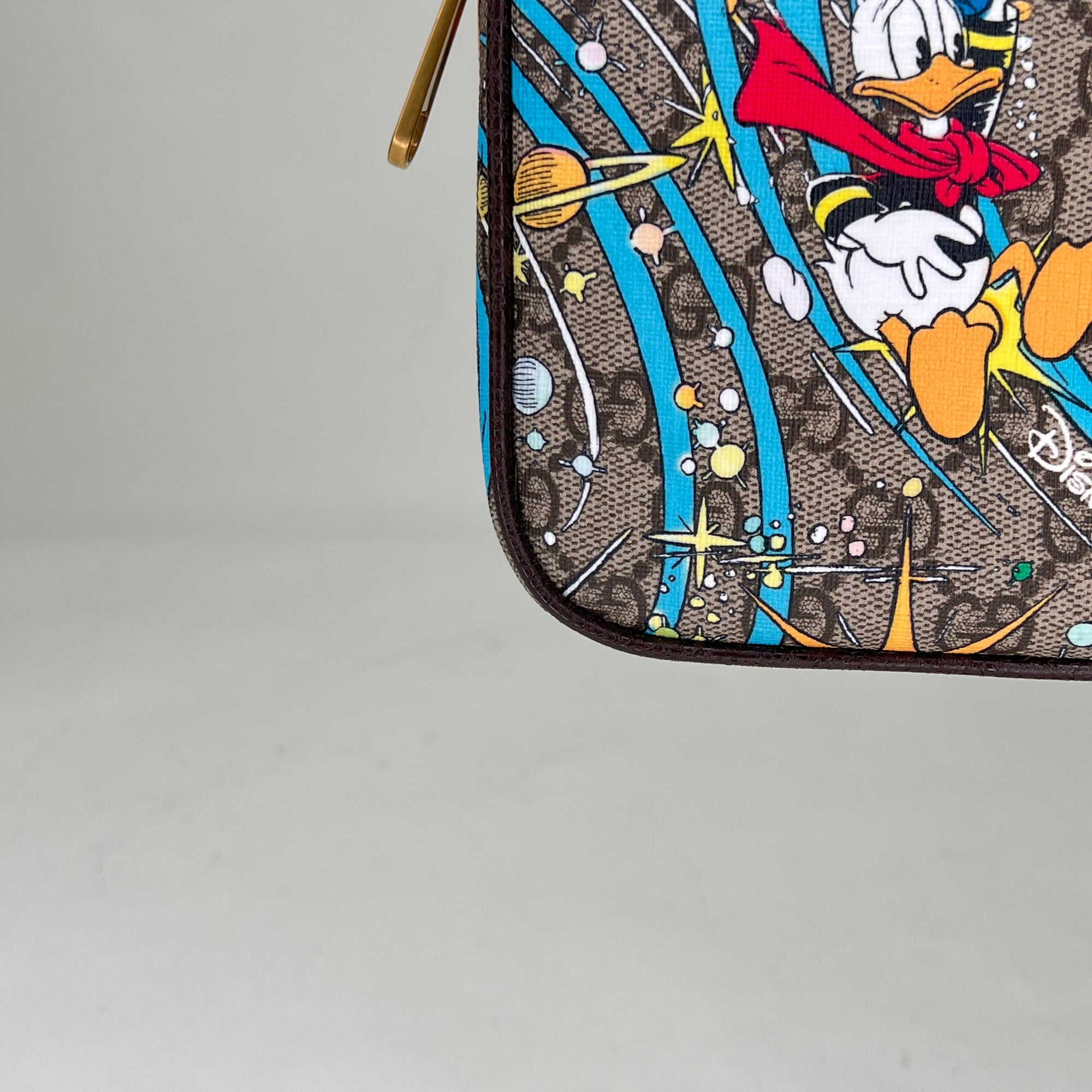 Disney Donald Duck Brown Belt Bag in Coated Canvas, Brushed Gold hardware