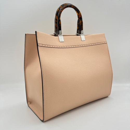 Sunshine Pink Tote Bag in Calfskin, Silver hardware