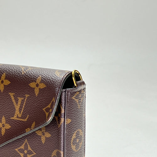 Felicie Strap and Go Brown Wallet on Chain in Monogram Coated Canvas, Gold hardware