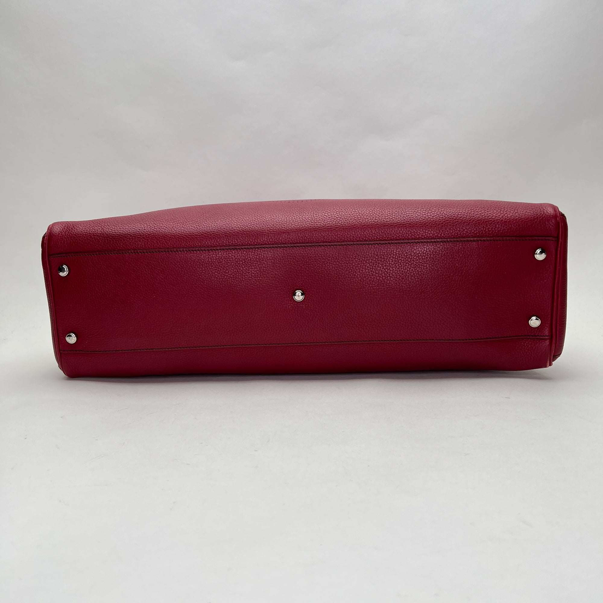 Marcello Red Shoulder Bag in Calfskin, Gunmetal hardware