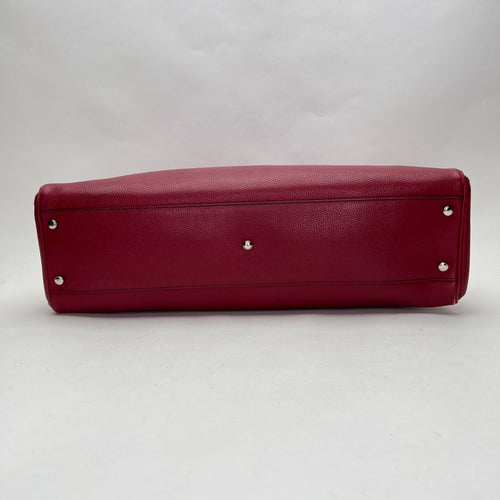 Marcello Red Shoulder Bag in Calfskin, Gunmetal hardware