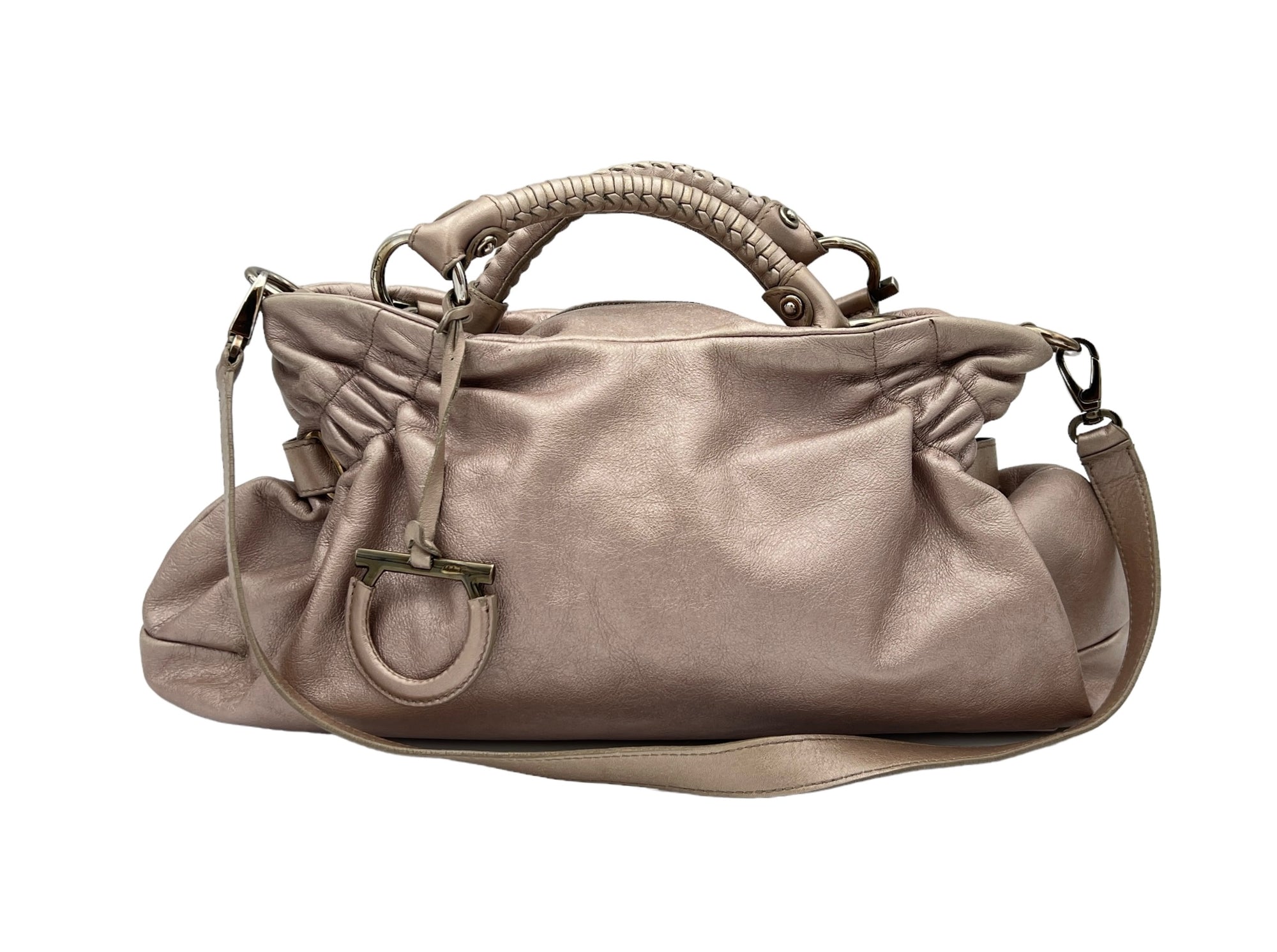 Ottavia Pink Top Handle Bag in Calfskin, Silver hardware