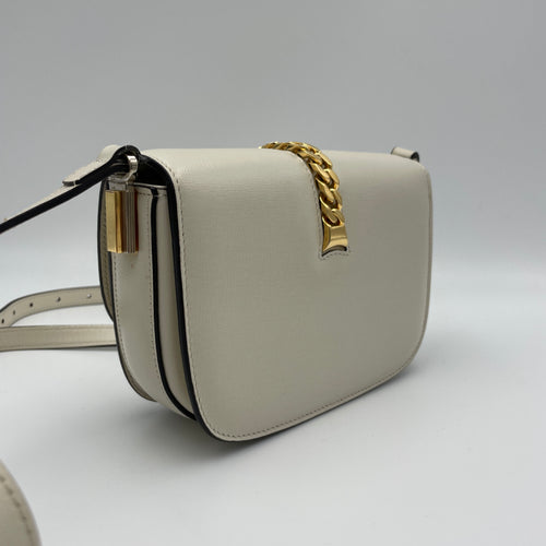 Sylvie 1969 Mini White Crossbody Bag in Calfskin, Gold hardware