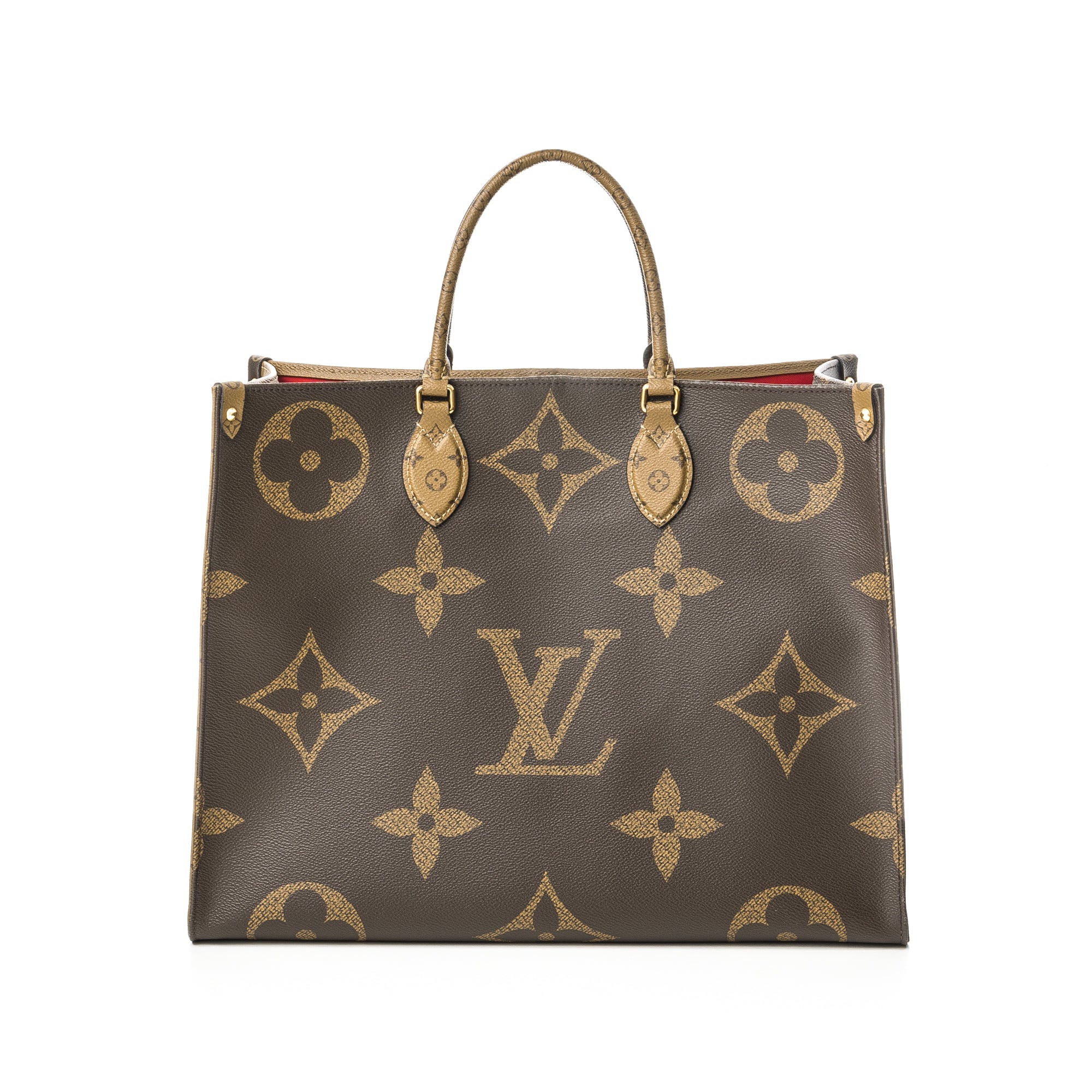 OnTheGo GM Brown Tote Bag in Monogram Coated Canvas, Gold hardware