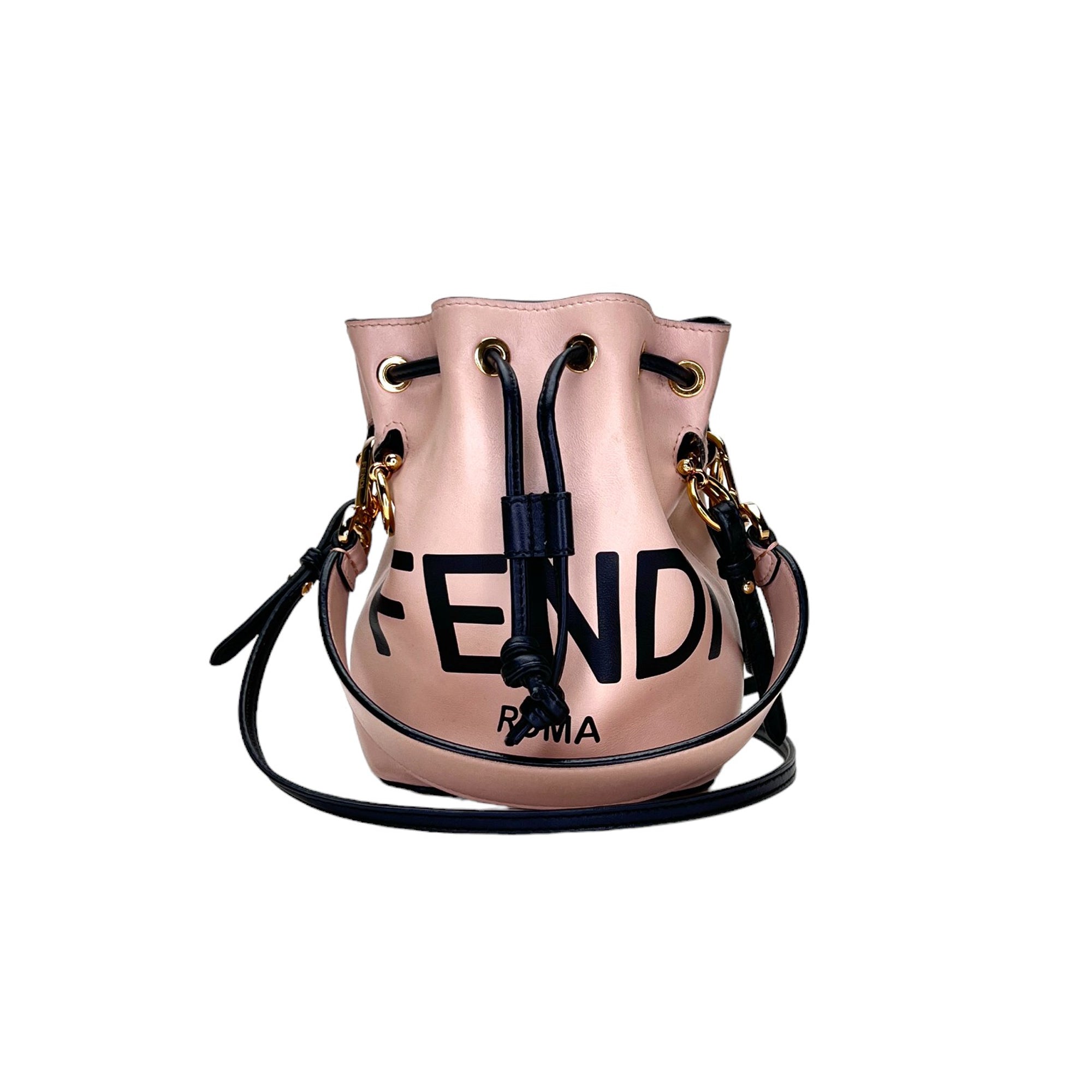 Mon Tresor Mini Pink Bucket Bag in Calfskin, Gold hardware