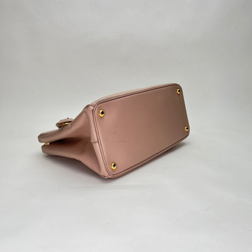 Galleria Large Pink Top Handle Bag in Saffiano Leather, Gold hardware