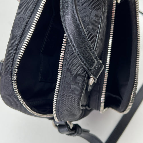 OFF THE GRID Black Crossbody Bag in Nylon, Silver hardware