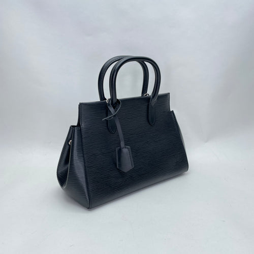 Marly BB Black Top Handle Bag in Epi Leather, Silver hardware