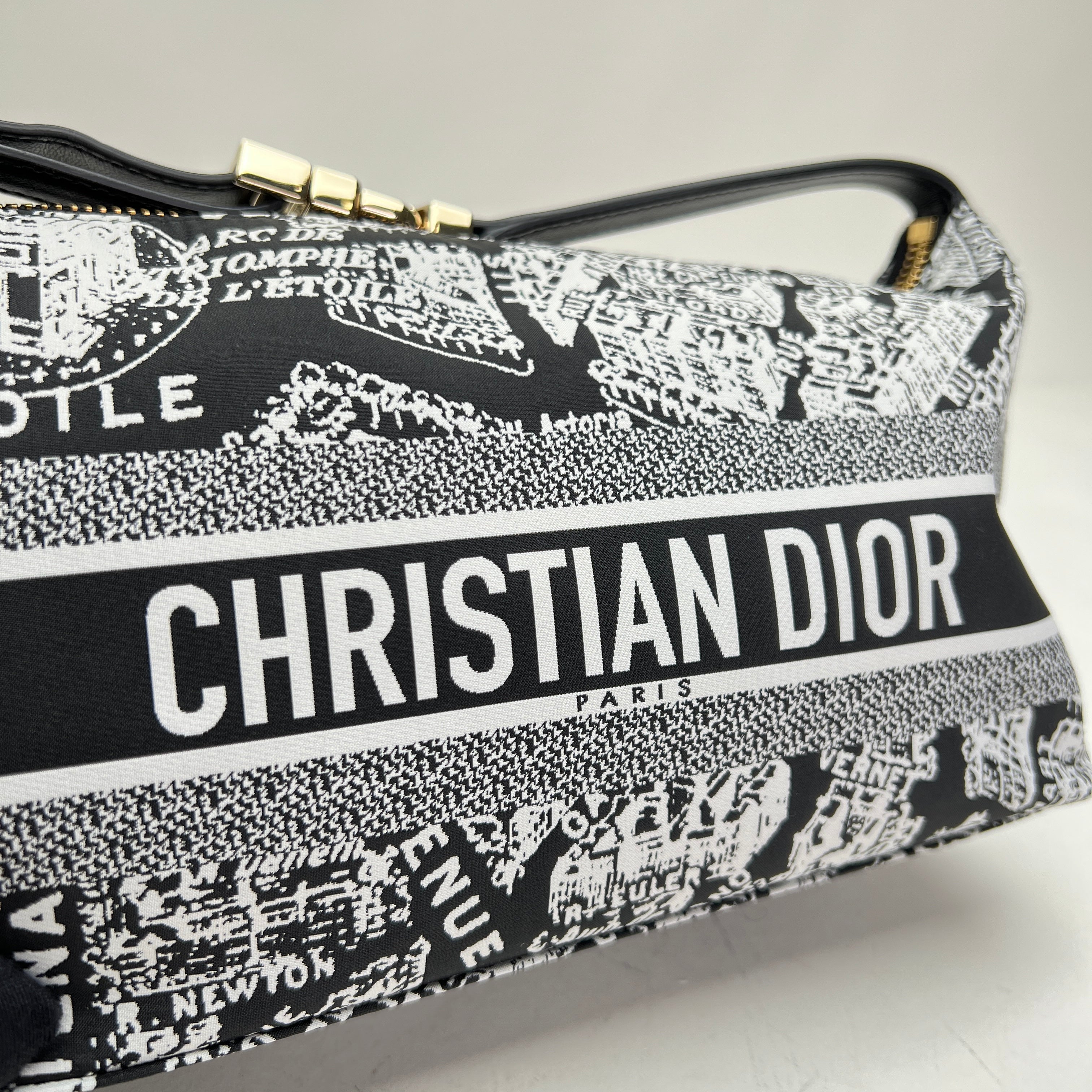 DiorTravel Nomad Medium Black Shoulder Bag in Canvas, Light Gold hardw