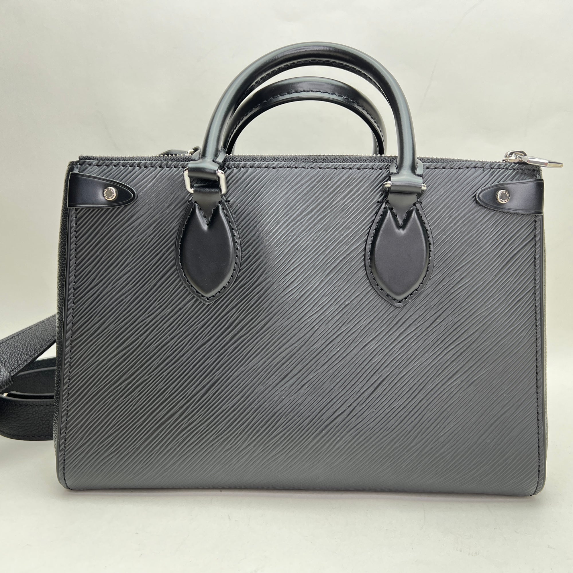 Grenelle PM Black Top Handle Bag in Epi Leather, Silver hardware