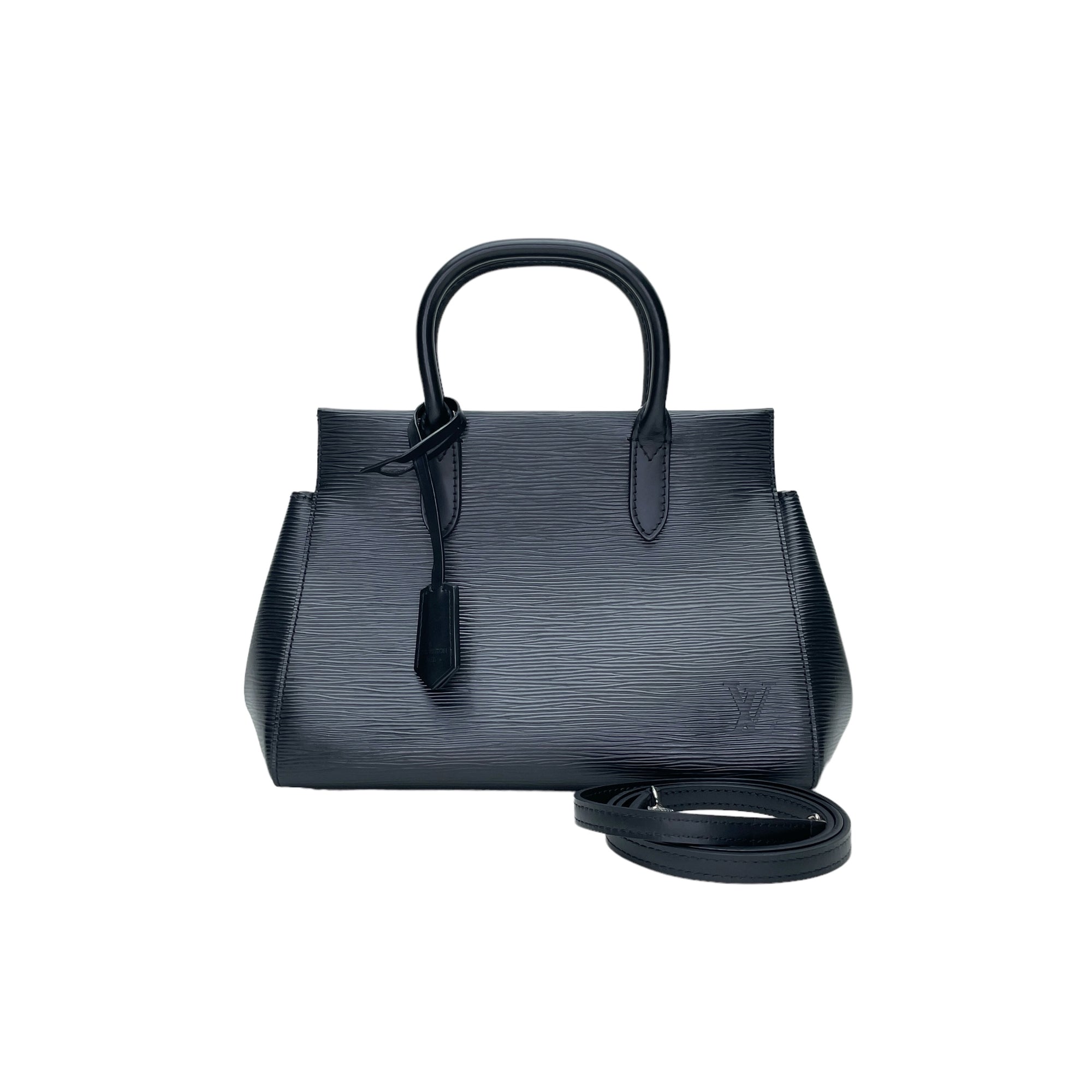 Marly BB Black Top Handle Bag in Epi Leather, Silver hardware