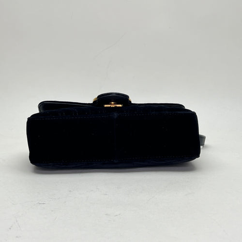 GG Marmont Mini Black Shoulder Bag in Velvet, Gold hardware