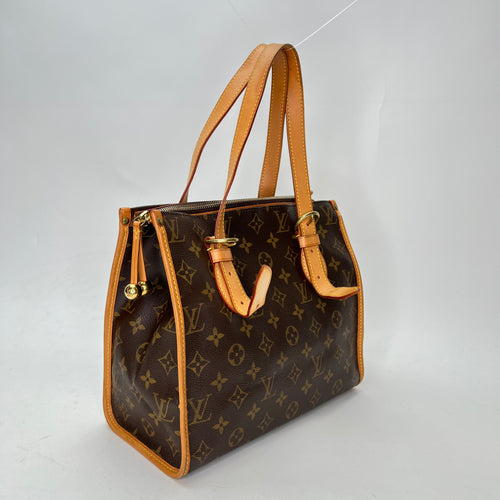 Popincourt Brown Top Handle Bag in Monogram Coated Canvas, Gold hardware