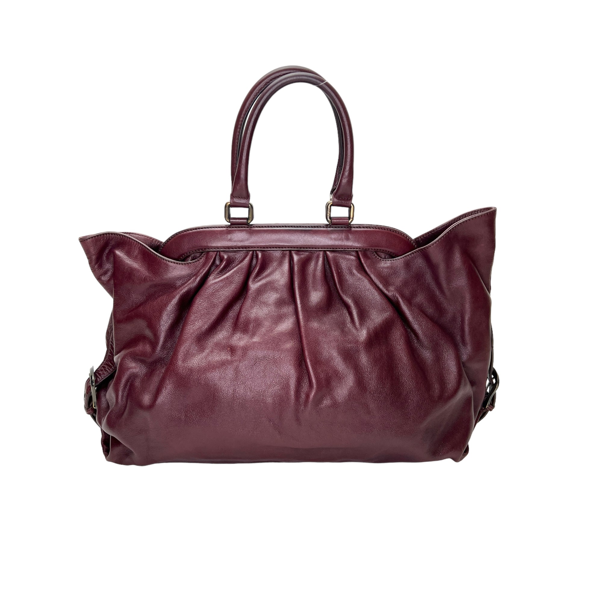 Doctor Burgundy Tote Bag in Calfskin, Gold hardware