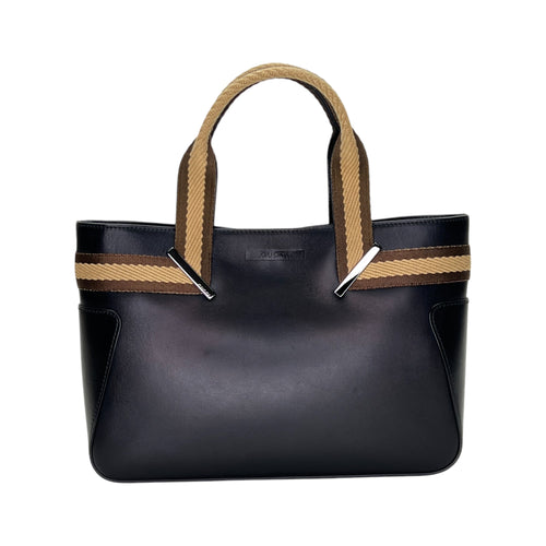 Sherry Black Tote Bag in Calfskin, Silver hardware