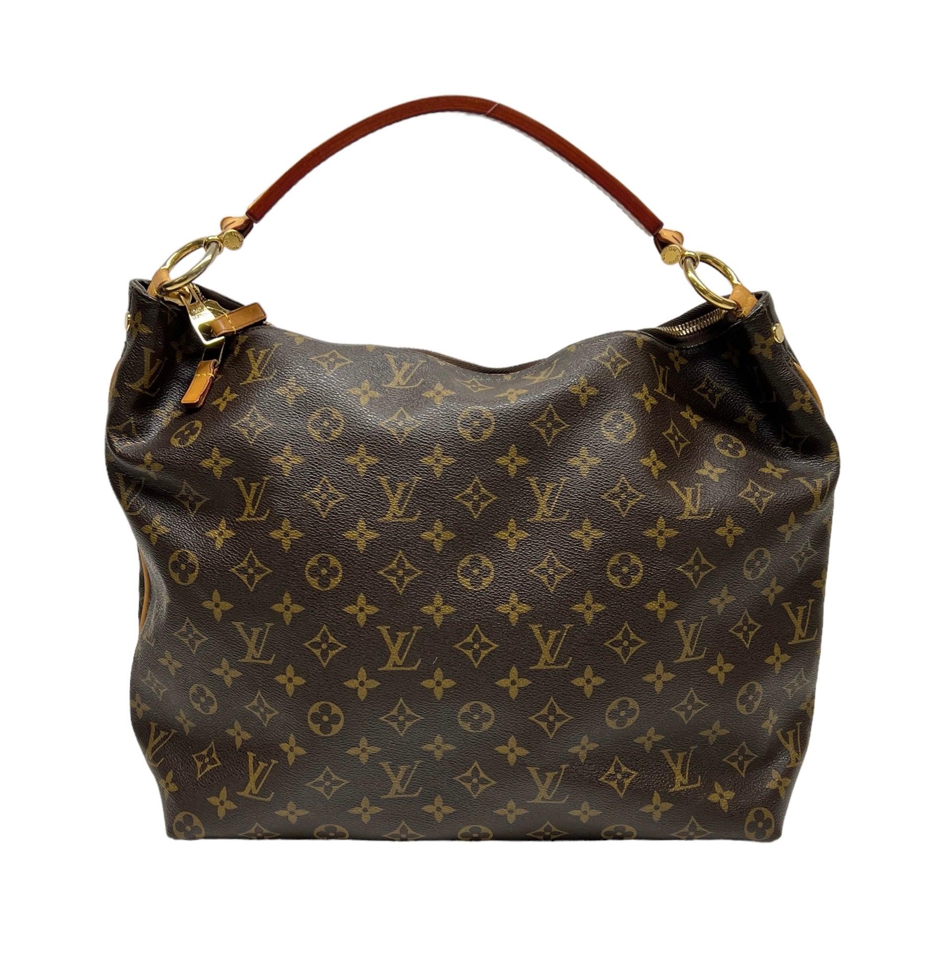 Sully MM Brown Top Handle Bag in Monogram Coated Canvas, Gold hardware