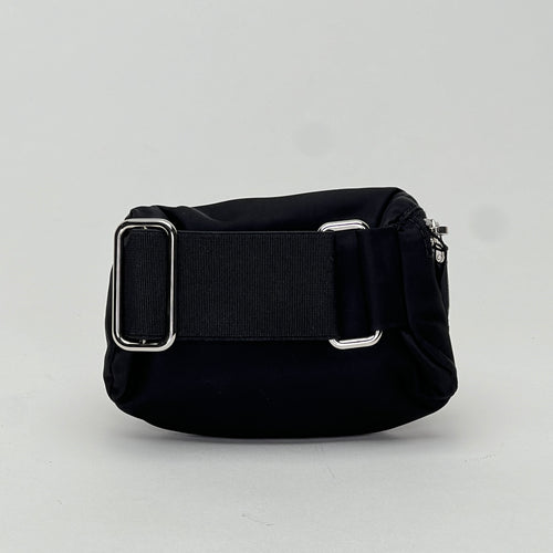 Mini Black Pouch in Nylon, Silver hardware