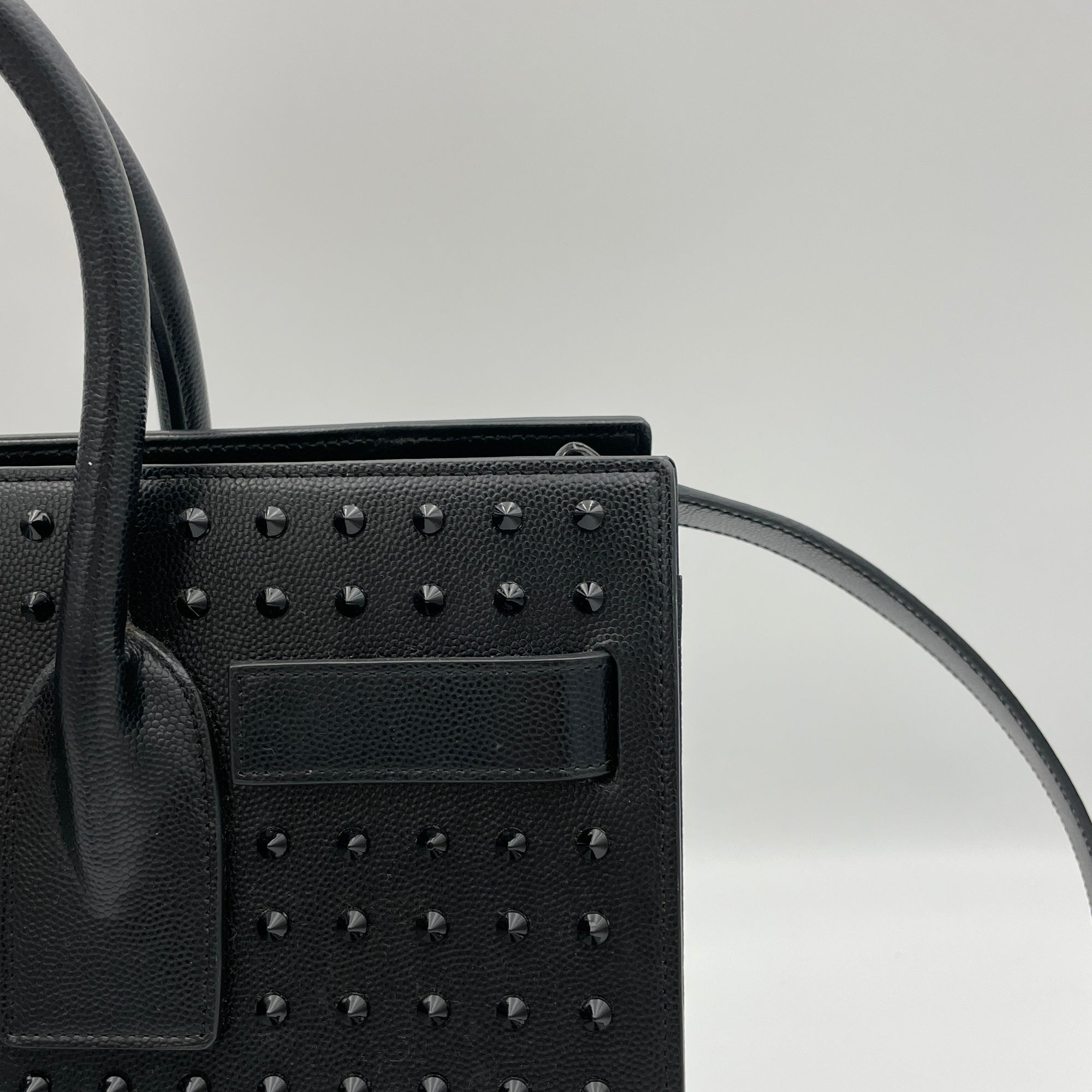 Studded Sac de Jour Medium Black Top Handle Bag in Calfskin