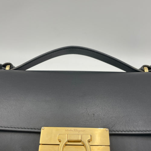 Aileen Black Crossbody Bag in Calfskin, Gold hardware