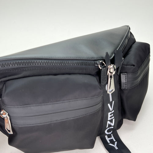 Spectre Black Crossbody Bag in Nylon, Silver hardware