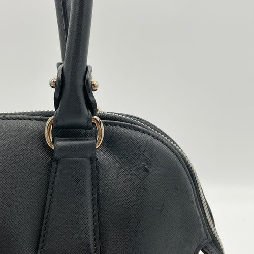 Darina Black Top Handle Bag in Calfskin, Silver hardware