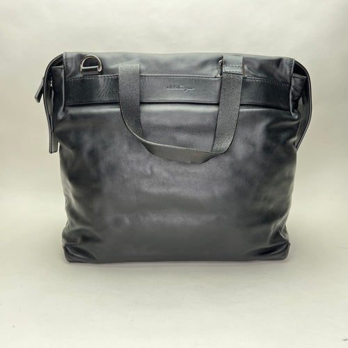 Messenger Two Way Bag Black Messenger Bag in Calfskin, Silver hardware