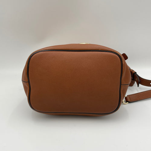 Faye Small Brown Backpack in Calfskin, Light Gold hardware