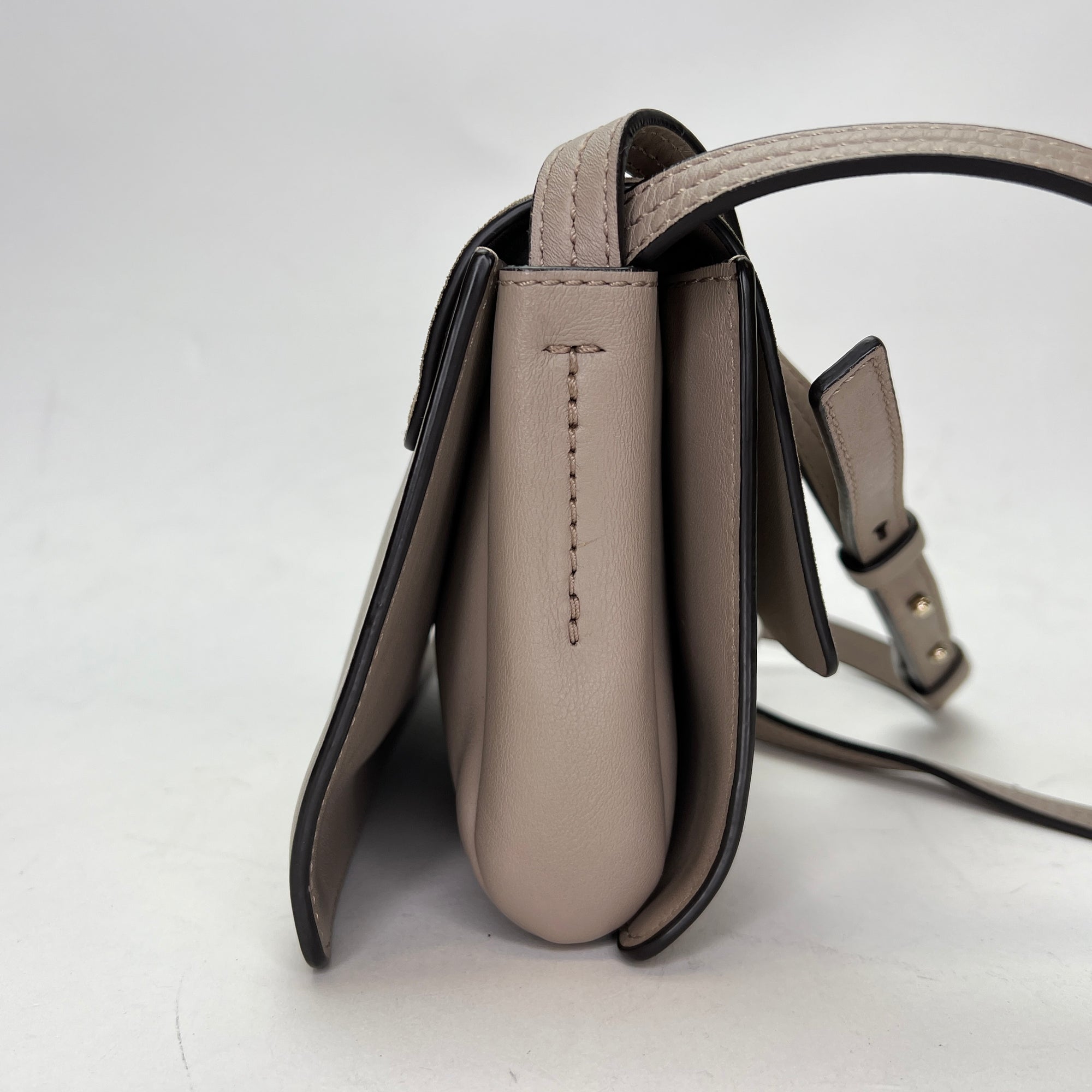 Faye Small Grey Shoulder Bag in Calfskin, Light Gold hardware