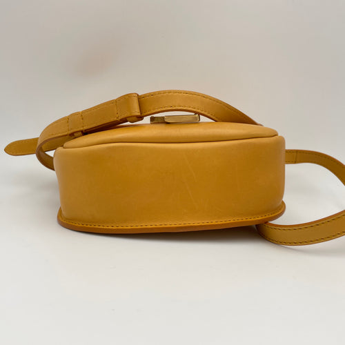 Kaia Small Yellow Shoulder Bag in Lambskin, Gold hardware