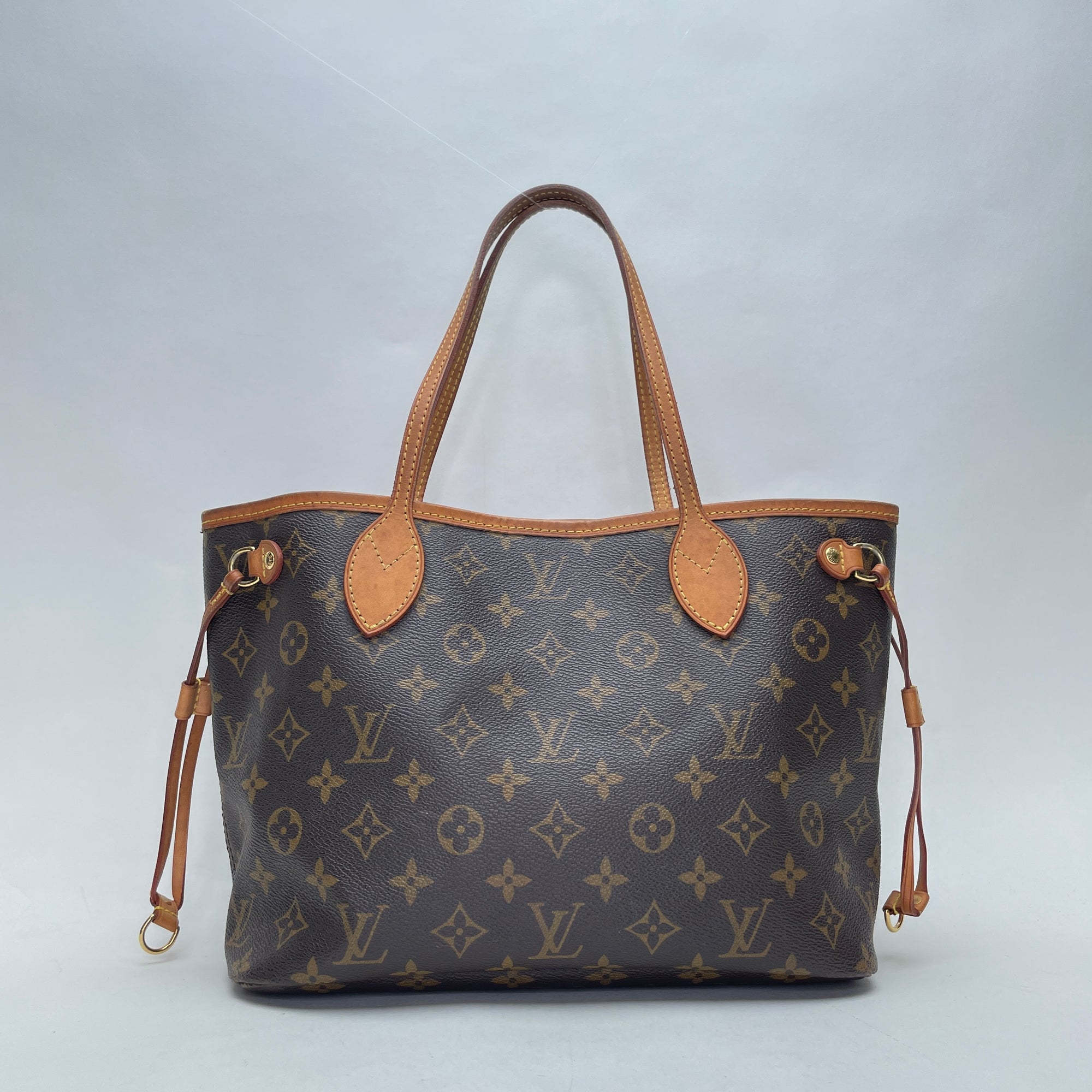 Neverfull PM Brown Tote Bag in Monogram Coated Canvas, Gold hardware