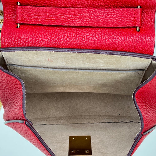 Drew Red Crossbody Bag in Calfskin, Gold hardware