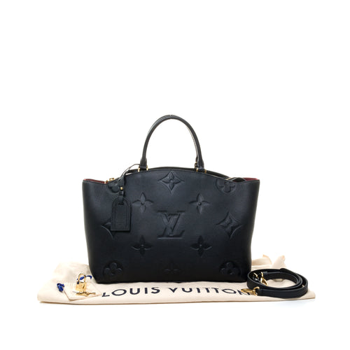 Grand Palais MM Black Top Handle Bag in Monogram Empreinte Leather, Gold hardware