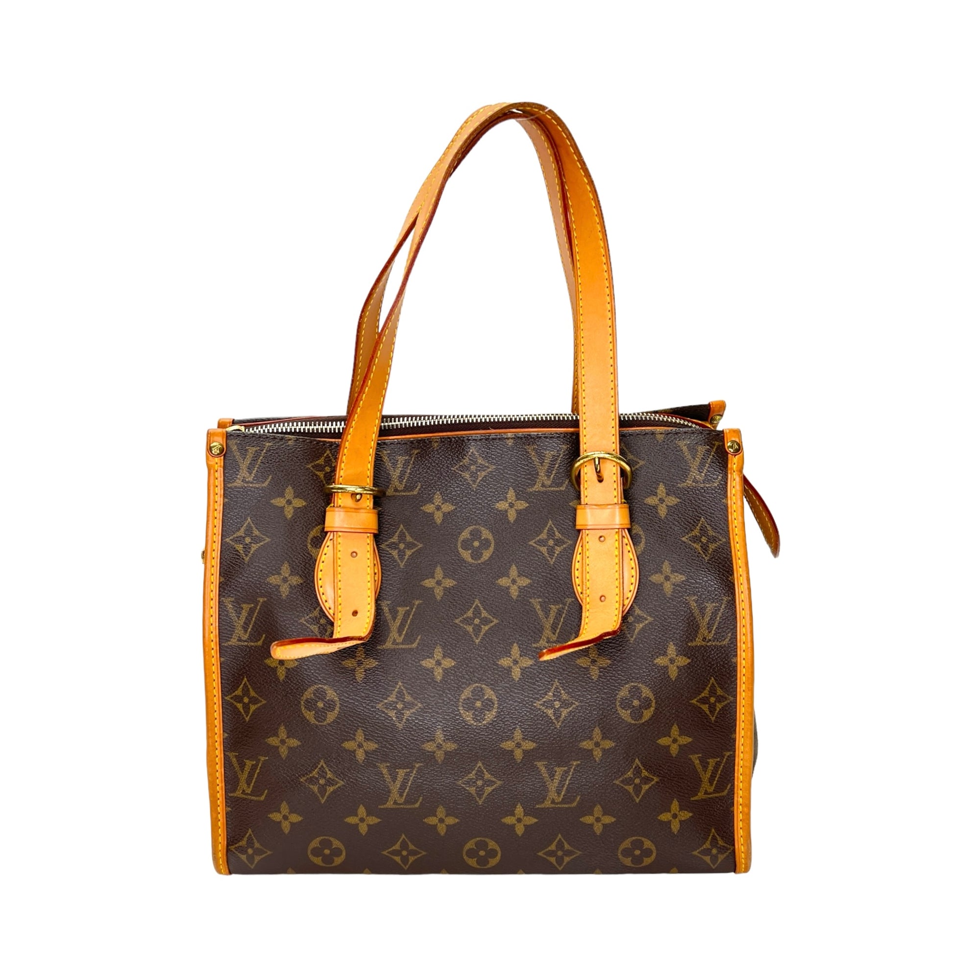 Popincourt Brown Top Handle Bag in Monogram Coated Canvas, Gold hardware