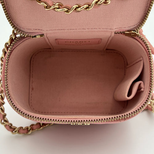 Mini Vanity Pink Crossbody Bag in Caviar Leather, Gold hardware