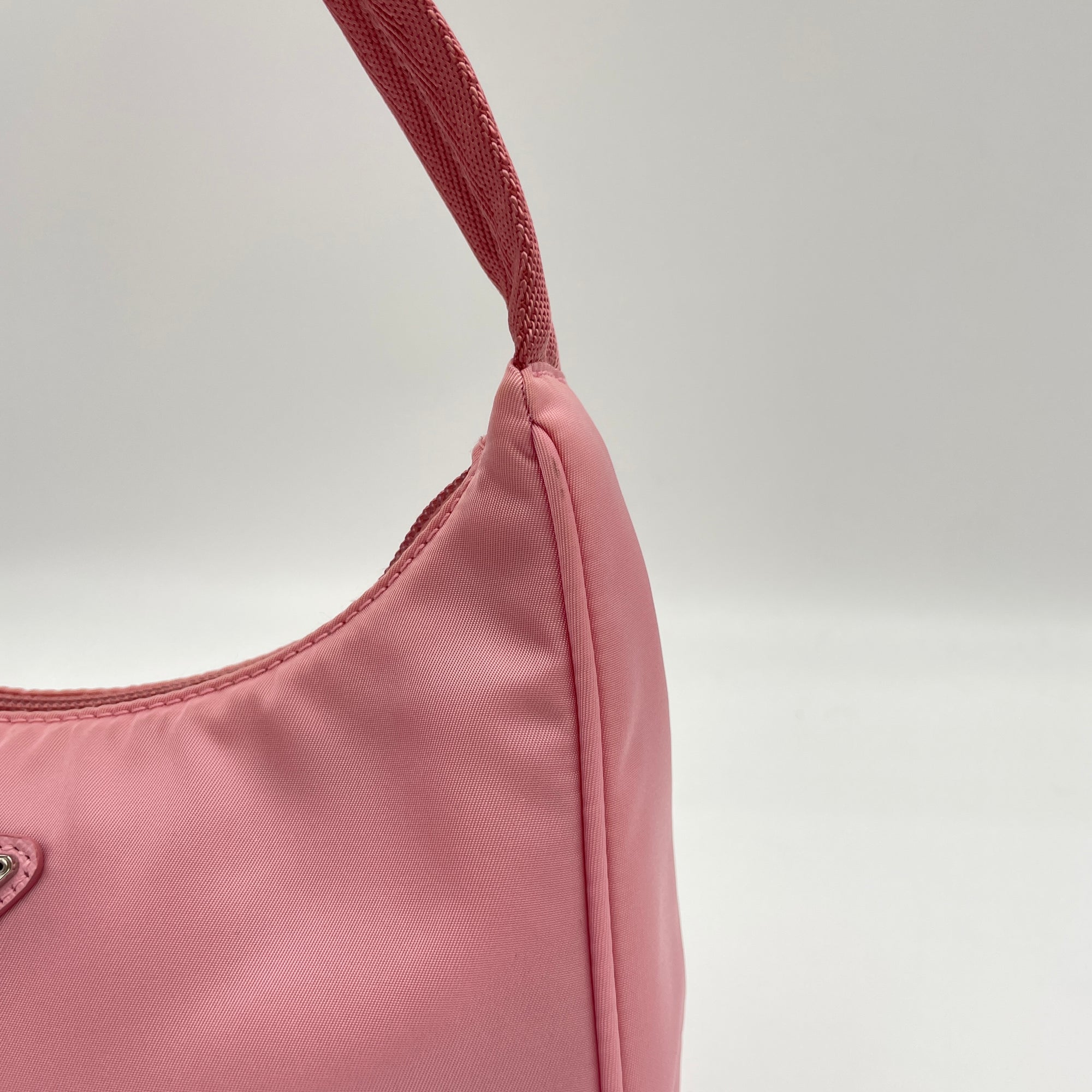 Re-Edition 2000 Pink Shoulder Bag in Re-Nylon, Silver hardware