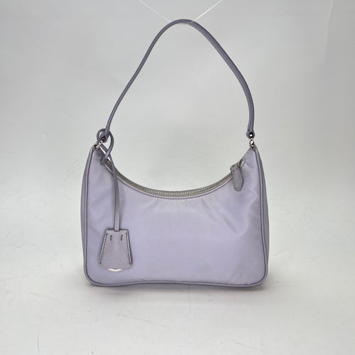 Re-Edition 2005 Purple Shoulder Bag in Re-Nylon, Silver hardware