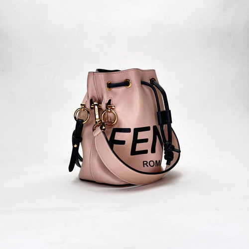 Mon Tresor Mini Pink Bucket Bag in Calfskin, Gold hardware