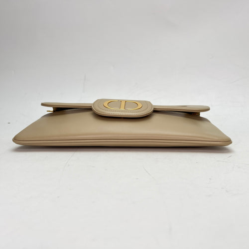 Diordouble Beige Clutch in Calfskin, Gold hardware