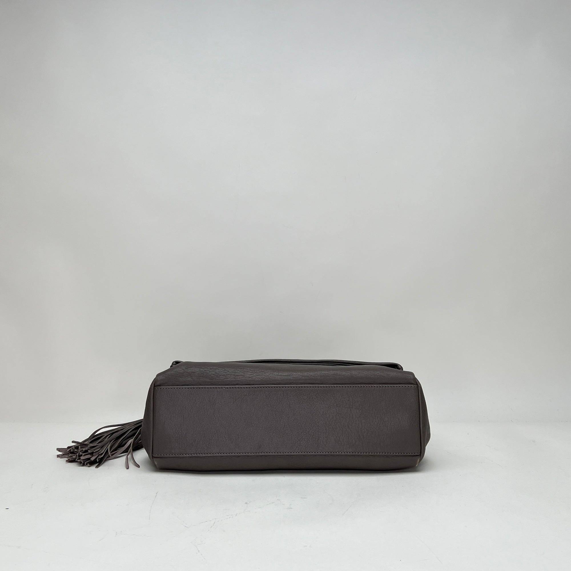 West Hollywood Medium Grey Shoulder Bag in Calfskin, Ruthenium hardware