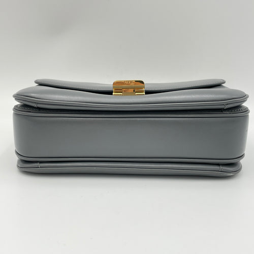 C Charm Grey Shoulder Bag in Calfskin, Gold hardware