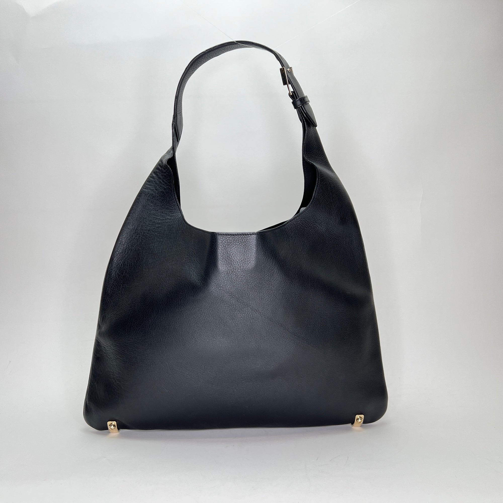 HDG Hobo Black Shoulder Bag in Calfskin, Gold hardware