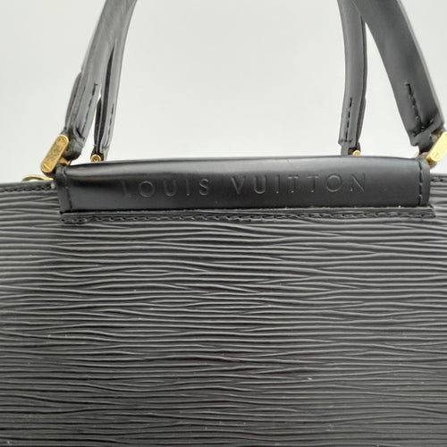 Figari PM Black Top Handle Bag in Epi Leather, Gold hardware