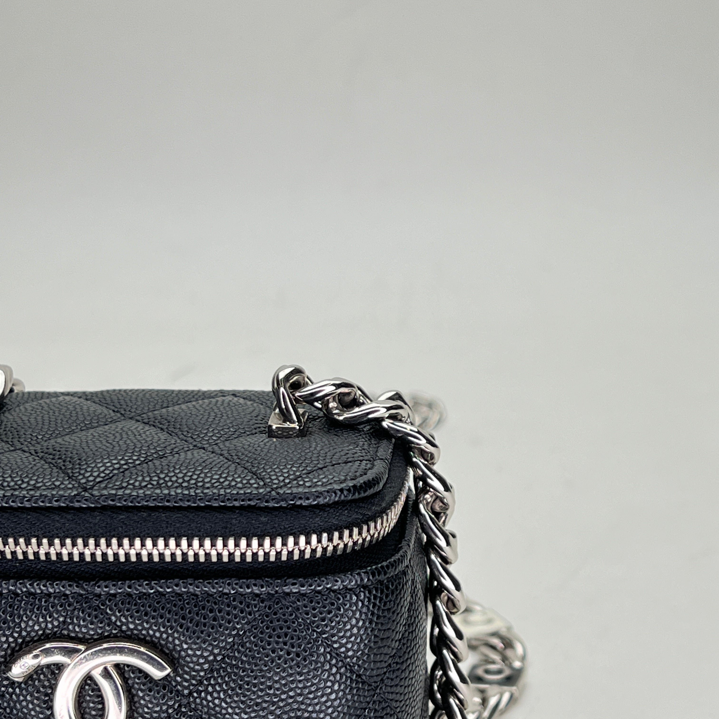 Classic Vanity Mini Black Vanity Bag in Caviar Leather Silver hardwar