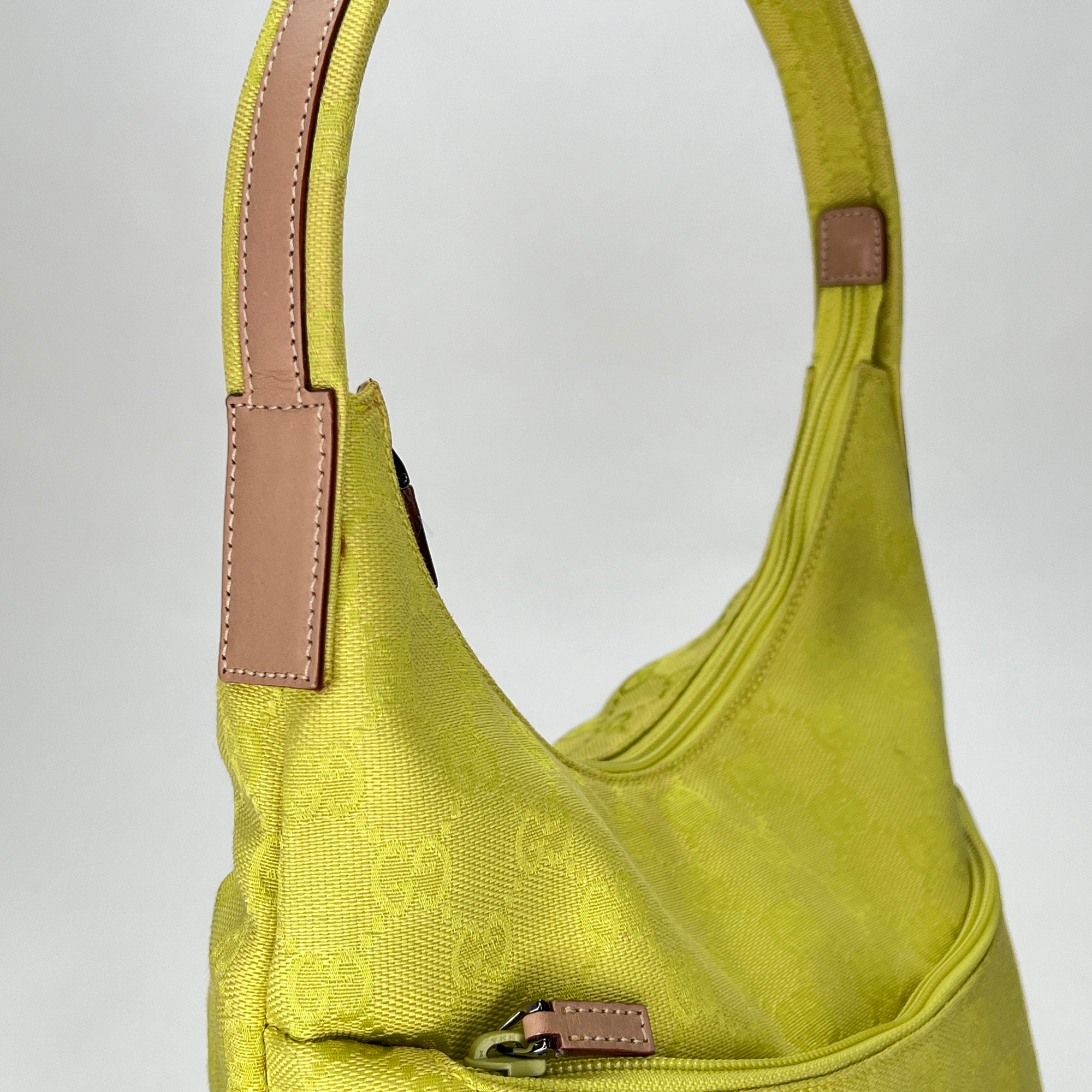 GG Hobo Yellow Shoulder Bag in Jacquard, Silver hardware